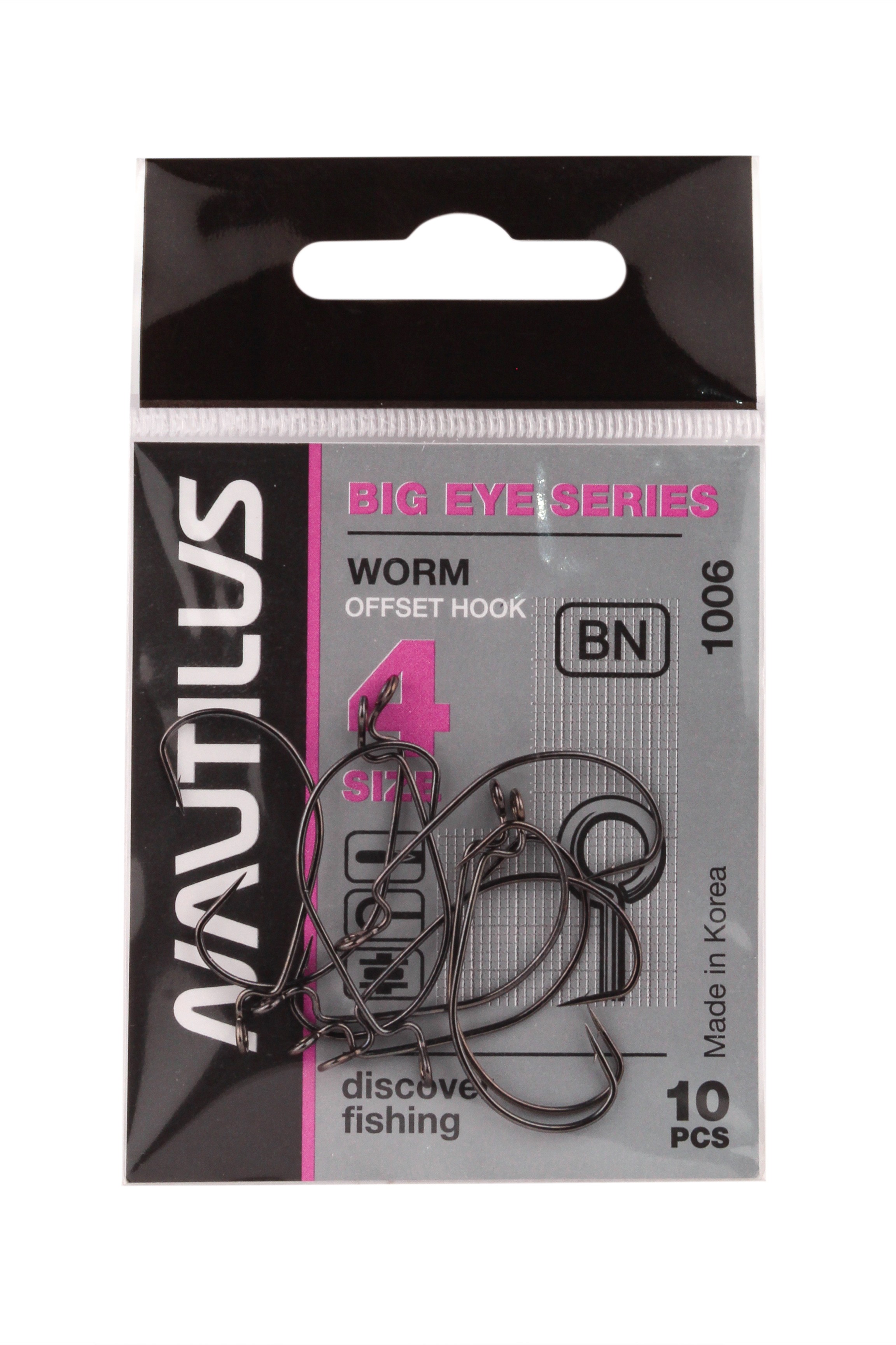 Крючок Nautilus Offset Big Eye Series Worm 1006 №4 - фото 1