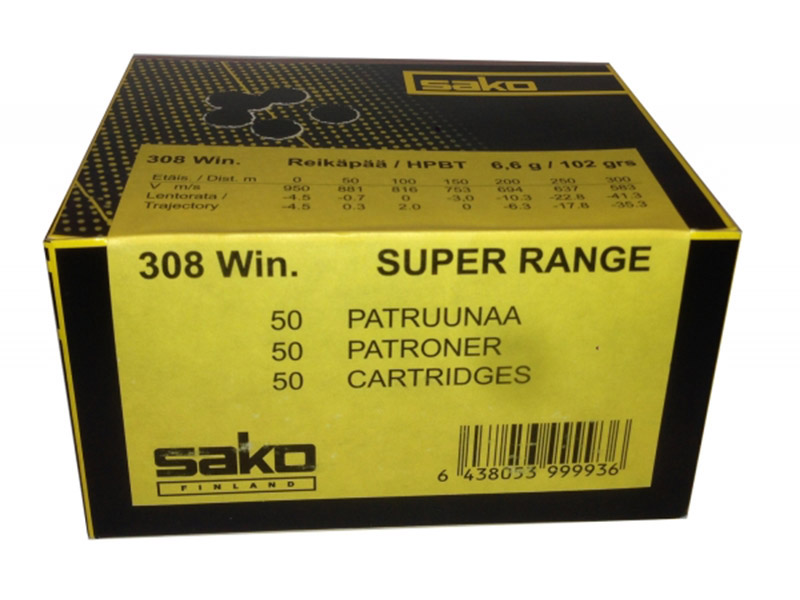 Патрон 308Win Sako 6,6 Super Range HPBT - фото 1