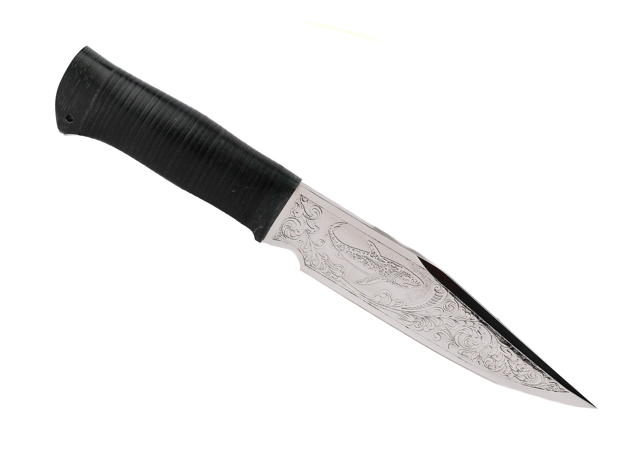 Нож Росоружие Кайман-2 сталь 95х18 рисунок рукоять кожа - фото 1