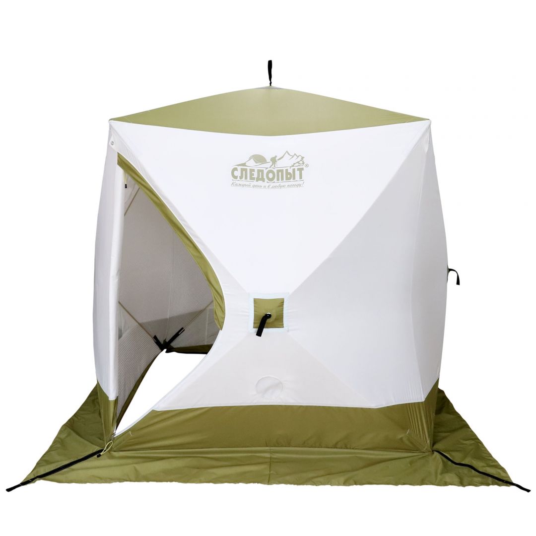 Палатка Следопыт Premium зимняя куб 3-х местная 3 слоя 1,8х1,8м цв. белый олива - фото 1