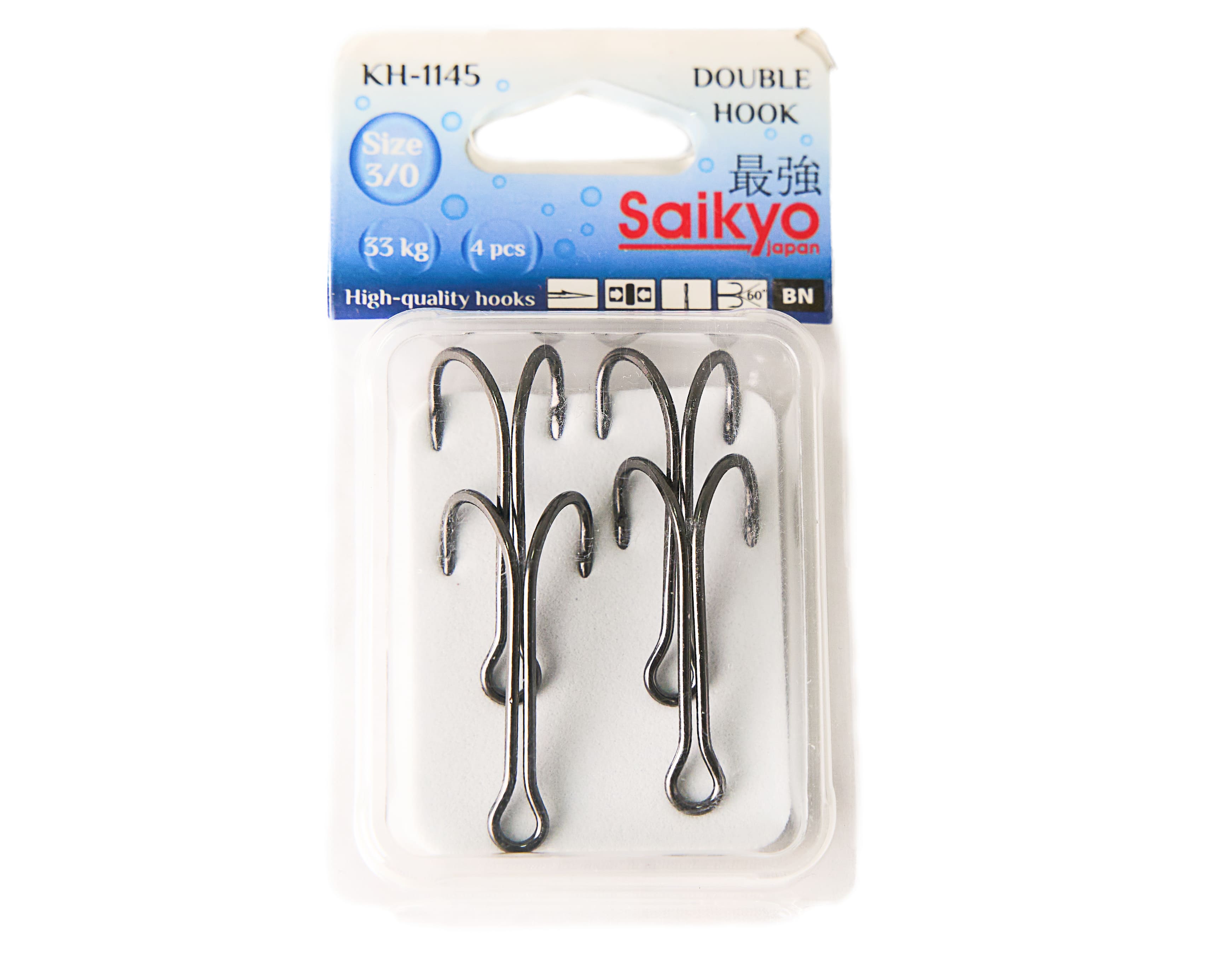 Крючки Saikyo двойн.KH-1145 №3/0 BN 4шт - фото 1