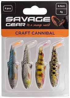 Приманка Savage Gear Craft cannibal paddletail 6,5см 4гр clear water mix 4шт